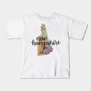new hampshire - calligraphy and abstract state outline Kids T-Shirt